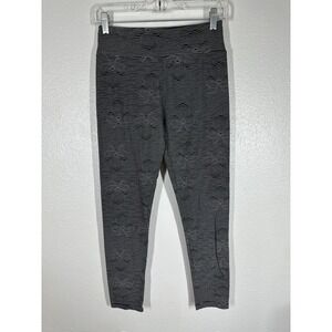 LuLaRoe Leggings Womens One Size Black Gray Wavy Stripe High Rise Stretch Yoga